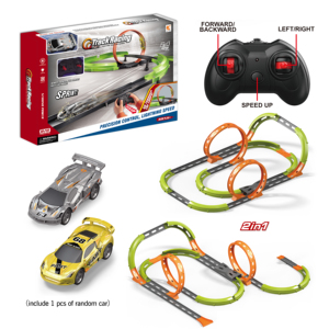 Pista de Carreras y Tren 2 en 1 con Control Remoto DIY – Juguete Eléctrico de Carreras 2.4G para Niños, Juego Interior y Exterior - Product Image 1