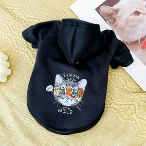 Sudadera con capucha para perro con hebilla para correa, forro polar de seda de leche, ropa para mascotas de otoño e invierno, negro, rosa, azul - Product Image 4
