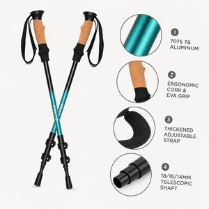 Bastón de Senderismo Telescópico de 3 Secciones, Ultraligero, de Duraluminio 7075, Personalizado, para Caminatas Nórdicas, para Hombres y Mujeres - Product Image 4