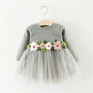 Casual Floral Kids Apparel Flower Girl Communion Dresses India For Children Clothing Thailand On Autumn
