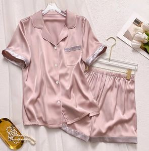 <span class=keywords><strong>Short</strong></span> d'été à manches courtes Nouveau style Couleur solide Haut de gamme <span class=keywords><strong>Sweet</strong></span> Temperament Pajamas Set - Product Image 4