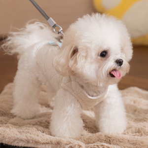 Gilet coupe-vent chaud doublé polaire patchwork épaissi pour Bichon Frisé – Vêtements pour animaux de compagnie automne-hiver au design mignon - Product Image 3