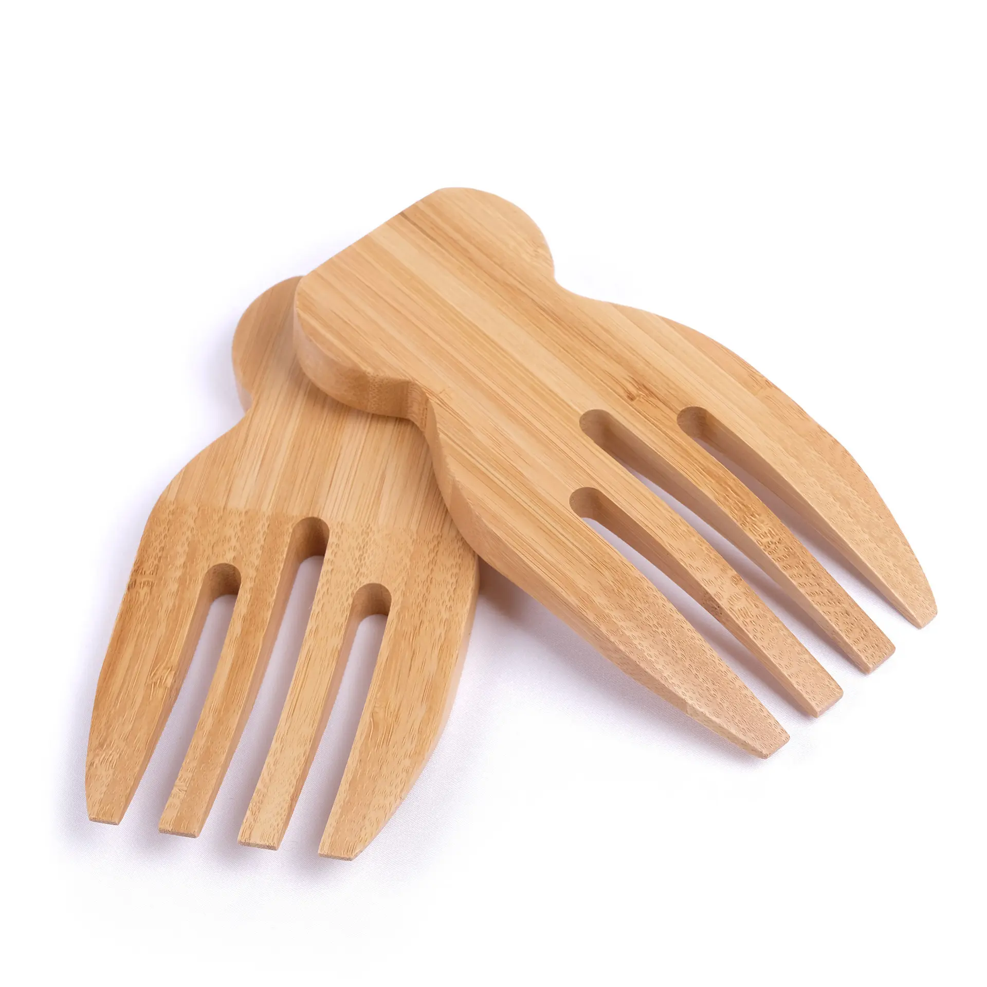 Eco-Friendly Bamboo Salad Hands Bamboo Salad Server Fruit&Vegetable tools for Kitchen Using