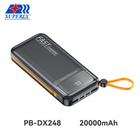 Un kit de banque d'alimentation en PVC léger et fin de 22.5W à charge super rapide de 20000mah avec câble de charge rapide intégré et affichage LED