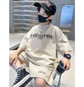 लड़कों के लिए ग्रीष्मकालीन खेल सूट के नए कपड़े सेट, शर्ट शॉर्ट्स 2 पीसी बच्चों के कपड़े पहने - Product Image 1