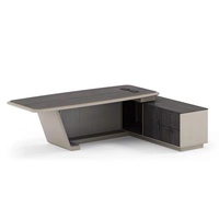 Table de bureau de luxe au design moderne, en forme de L, brillante, pour PDG, bureau de direction haut de gamme, mobilier en bois pour président