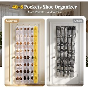 48 Pocket Over The Door <b>Shoe</b> Organizer Mesh Hanging Rack For Sneakers <b>Storage</b> 6 Column Heavy Duty - Product Image 2