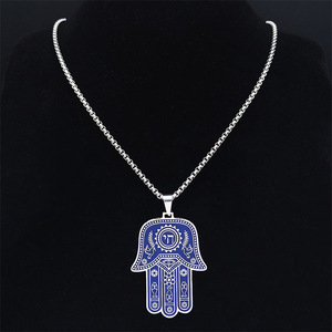 Nuova Collana con Ciondolo Mano di <span class=keywords><strong>Fatima</strong></span> Blu 2026, Gioielli in Acciaio Inossidabile Impermeabile, Moda Uomo e Donna, Vendita all'Ingrosso - Product Image 2
