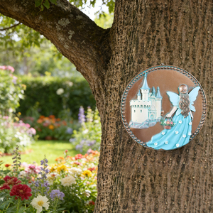Prêt à être expédié : Plaque murale en résine 3D Fée et Château, Art mural Fée Princesse bleue peinte à la main pour la décoration intérieure - Product Image 6