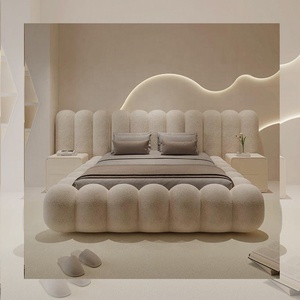 Móveis de Quarto Personalizados Camas Estofadas em Tecido Modernas Luxuosas Tamanho King Size Queen Size Estruturas de Cama de Madeira Dupla - Product Image 5