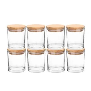 Wholesale 10oz 300ml Glass Empty Candle Jar With Bamboo Lid Glass Vessels Container For Candle Making