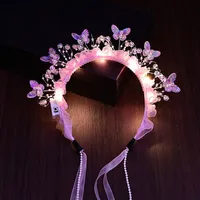 Serre-tête LED Lumineux pour Adultes et Enfants, avec Paillettes, Motifs Chat, Lapin, Couronne, Fleur, Halo, Guirlande Lumineuse, Cadeau d'Anniversaire, Mariage