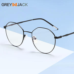 แว่นตากรองแสงสีฟ้าทรงกลมสีเทา รุ่นแจ็ค โพลีโกนัล กรอบสแตนเลส สำหรับทุกเพศ พร้อมเลนส์ AC ป้องกันสายตาสั้น - Product Image 5