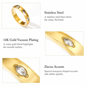 Zircon Band <b>Ring</b> <b>Stainless</b> <b>steel</b> 14K gold vacuum plating - Product Image 2