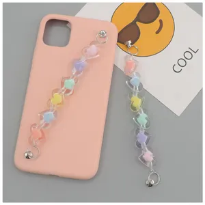 Chaînes de téléphone portable couleur bonbon mignon coeur mélange couleur acrylique chaîne lien bricolage faisant porte-clés coque de téléphone décoration pour fille