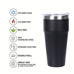 Mug de voyage isotherme à double paroi personnalisé avec logo, 16 oz, tasse thermos à double paroi, gobelet empilable en acier inoxydable de 16 oz avec couvercle - Product Image 5