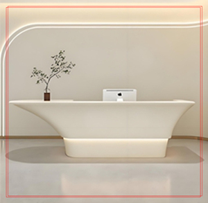 Fiberglass Creative Curve Reception <b>Desk</b> Luxury Front <b>Desk</b> High End for Beauty Salon Office Lobby - Product Image 1