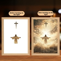 Lampe de nuit LED 3D personnalisée avec portrait de Jésus chrétien, best-seller 2026, en bois, pour chambre à coucher, cadeau religieux pour la famille, festival