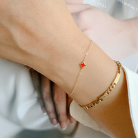 Vente en gros Bijoux en or 14K Mini breloque trèfle à quatre feuilles coréen Bracelets en or 14K pour femmes