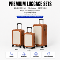 Ensemble de bagages rétro en cuir microfibre patchwork, valises rigides à roulettes 20/24/28 pouces avec poignée large, bagages de voyage pour la vente en gros et l'OEM