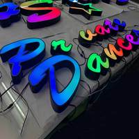 Enseigne lumineuse LED RGB en acier inoxydable sur mesure, étanche IP65, logo 3D éclairé pour devanture de magasin, extérieur, bar