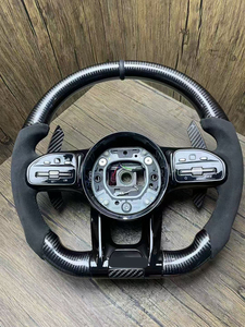 Volant de direction en cuir perforé et fibre de carbone pour <span class=keywords><strong>Mercedes</strong></span> Benz <span class=keywords><strong>GLC</strong></span> GLC63 <span class=keywords><strong>AMG</strong></span>, <span class=keywords><strong>prix</strong></span> de gros - Product Image 4