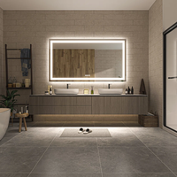 Miroir de salle de bain mural en acrylique de haute qualité, avec cadre, réglable, à LED, interrupteur tactile, anti-buée et résistant à l'eau, directement de l'usine