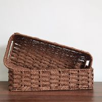 Panier de rangement en corde de papier tressée - Style nordique, design rectangulaire pour l'organisation de la maison, les cosmétiques, les petits articles, les collations de cuisine