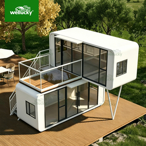 Maison conteneur écologique personnalisable Wellucky Apple Cabin avec grandes fenêtres en verre, construction modulaire pour <span class=keywords><strong>site</strong></span> de glamping - Product Image 3