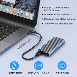 เคสอลูมิเนียมอัลลอยด์ RGB M.<span class=keywords><strong>2</strong></span> SSD Type-C USB 3.1อินเตอร์เฟซสำหรับ M2 NVMe NGFF กล่องตู้แช่มือถือ - Product Image 4