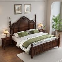 Lit double de luxe en bois massif de style américain avec espace de rangement, cadre de lit extra-large personnalisable pour chambre à coucher et usage hôtelier