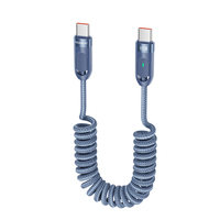 Toocki harga pabrik Tipe C kabel Data 60W pegas di mobil aluminium Aloi kabel pengisi daya Usb C untuk ponsel