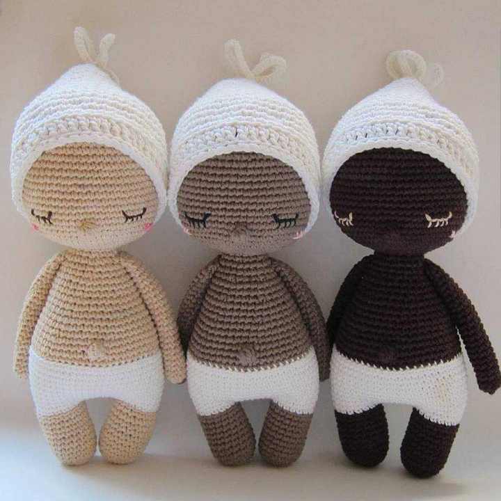 TK不同肤色娃娃抹布女孩沼泽100% 手工钩针编织Amigurumi国民填充软现实生活娃娃