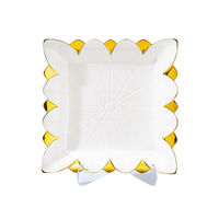 Service de table en porcelaine de luxe, incrustation or blanc, étanche, 4 pièces, pour mariage, hôtel et usage domestique