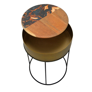 Modern Design <b>Round</b> Wood Board Coffee <b>Table</b> with Metal Frame Unique <b>Side</b> <b>Table</b> for Home Use living room - Product Image 4