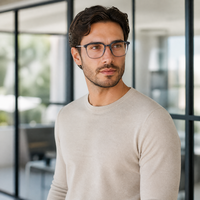 Monture de lunettes en titane ultralégère vintage pour hommes, lunettes de lecture avec étuis à lunettes.