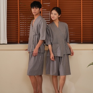 Peignoir <span class=keywords><strong>Kimono</strong></span> d'été pour <span class=keywords><strong>femme</strong></span> en 100% coton violet, pyjama uni, peignoir de bain vapeur Khan, <span class=keywords><strong>Yukata</strong></span> - Product Image 2