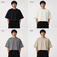 T-shirt vierge épais 280g pour homme, coupe oversize et carrée, effet délavé vintage, streetwear, impression personnalisée à la demande, en coton