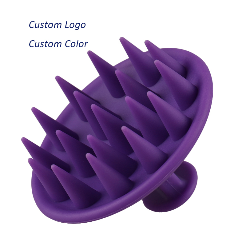 LOHAS OEM Service Logo privato completo in Silicone pettine viola strumento per lo Styling dei capelli Shampoo spazzola per il cuoio capelluto massaggiatore