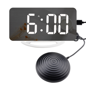 Réveil du <span class=keywords><strong>matin</strong></span> horloges d'oreiller lumineux Snooze Normal secoueur de luxe Unique personnalisé son miroir noir 2 Led alarme Am Fm horloge - Product Image 2