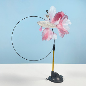 Pet Cat Teaser Spielzeug Fisch feder Stretch Angelrute mit Saugnapf Spiel zubehör Ersatz Cat Wand Interactive Toys Haustiere - Product Image 6