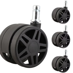 <b>Replacement</b> Small Plastic Threaded Caster <b>Wheels</b> 2.5 Inch 60mm Black Casters Applied To School Furniture - Product Image 1