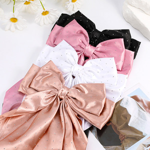 Barrettes à cheveux MIO à double couche avec nœud papillon et strass brillants, barrettes à cheveux douces à nœud papillon pour femmes, décoration de cheveux pour fête - Product Image 1