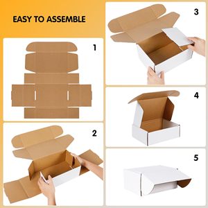 <span class=keywords><strong>Cajas</strong></span> de envío de papel corrugado plegables reciclables exteriores blancas personalizadas con revestimiento UV y barnizado - Product Image 4