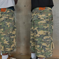 Shorts Cargo de Course en Coton Tissé pour Hommes, Coupe Ample et Large, Motif Camouflage Perlé Intégral, Qualité Supérieure, Personnalisables et Durables