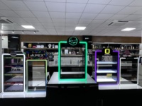 Présentoir de Comptoir Personnalisé LED Coloré en Acrylique à 3 Niveaux pour Magasin de Fumeurs Écologique Moderne Apex