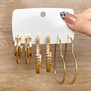 VKME – ensemble de boucles d'oreilles en métal pour femmes, créoles en alliage torsadées, grand cœur rond géométrique, Huggie, <span class=keywords><strong>2022</strong></span> - Product Image 1