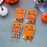 Boucles d'oreilles squelette scintillantes pour fête d'Halloween, en strass et cristal, dorées, pendantes en forme de crâne, cadeau de costume gothique pour femmes et filles