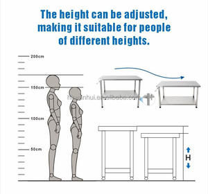 Commercial Ergonomics Adjustable Height Kitchen Stainless Steel Work Table <b>Bench</b> - Product Image 5
