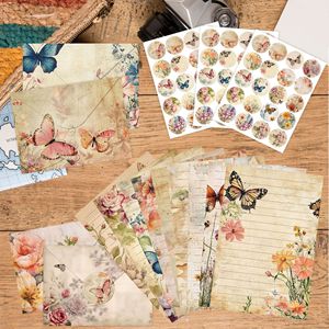 160 P cổ điển hoa bướm văn phòng phẩm giấy viết Phong Bì phương Tây dán đặt cho phụ nữ trưởng thành Tuổi Teen - Product Image 4